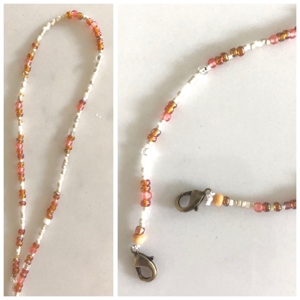 Hand Beaded Delicate Face Mask Chain Bead Necklace - Picture 10 of 13